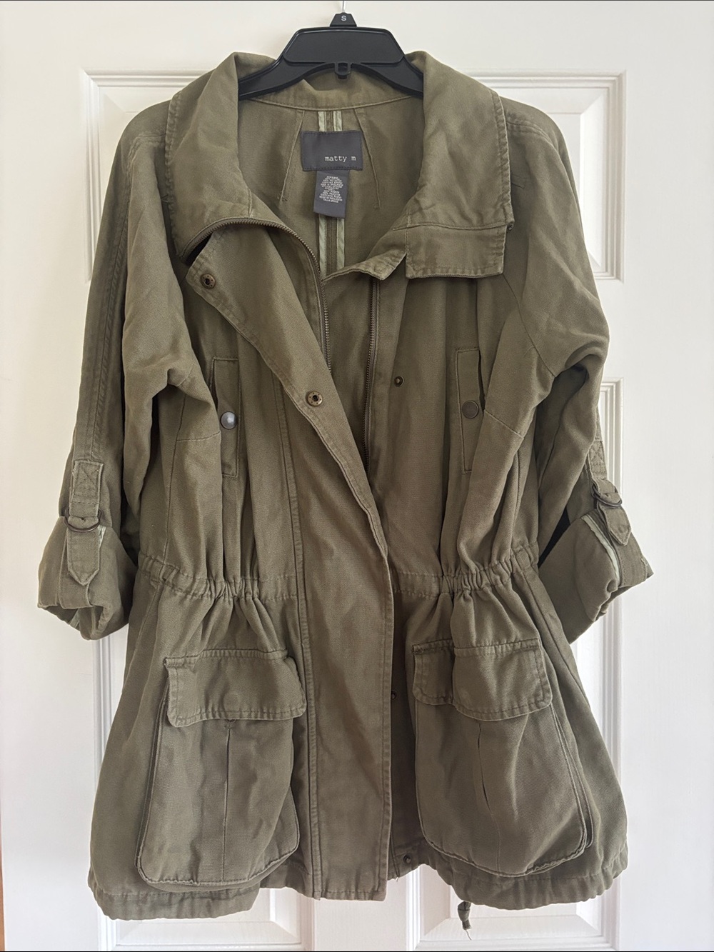 Matty M Olive Green Utility Jacket with Cargo Pockets